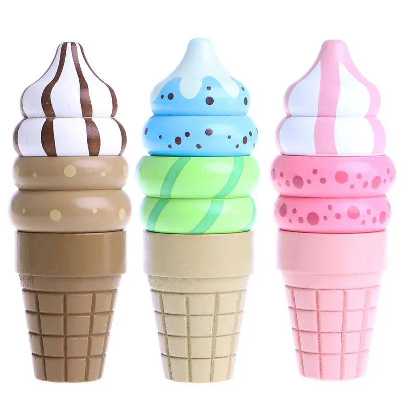 1Pc Wooden Food Pretend Play Connected Ice Cream Children Gift