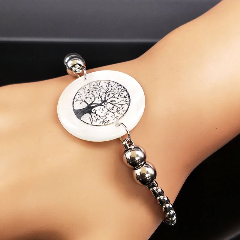 Модный женский браслет с подвеской из нержавеющей стали, серебряный цвет, древо жизни, браслеты и браслеты, ювелирные изделия joyas B18131