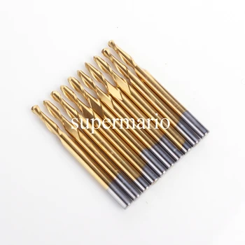 

10x 1/8'' tungsten steel Titanium Coated Carbide CNC Two Double Flute Ball Nose Bit 2.5mm x8mm Free ship (2QX3.2.508-Tix10pc-US)