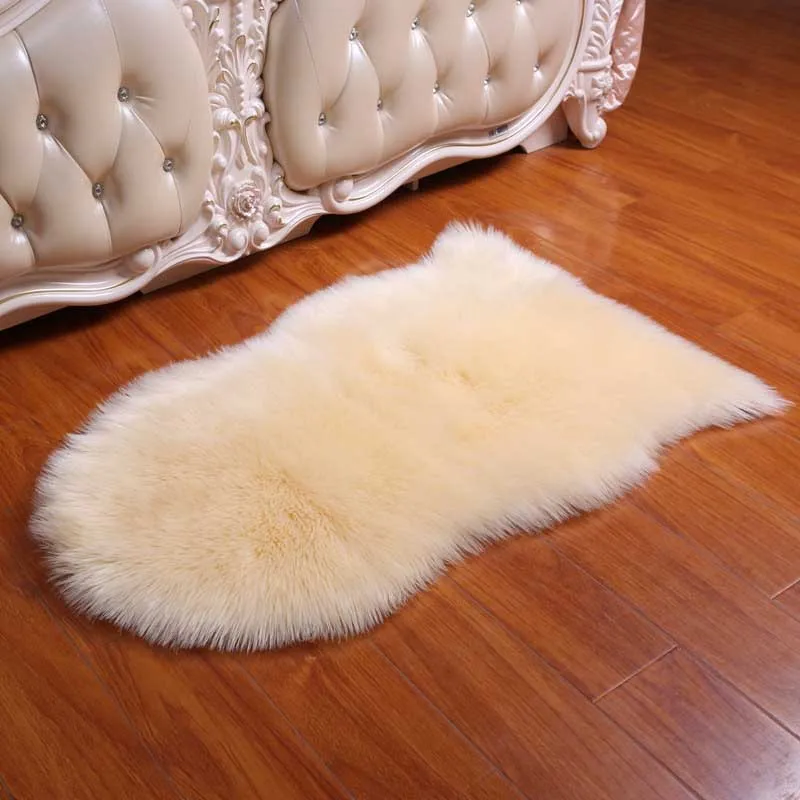 

Faux Sheepskin Fur Area Rugs for Living Room Floor Artificial Wool Plush Carpet Soft Irregular Shape Mat Anti-slip Rug Alfombra