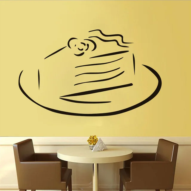 Parete Della cucina Stencil Torta Dolce Su Un Piatto Adesivi Murali ... Parete Della cucina Stencil Torta Dolce Su Un Piatto Adesivi Murali ...