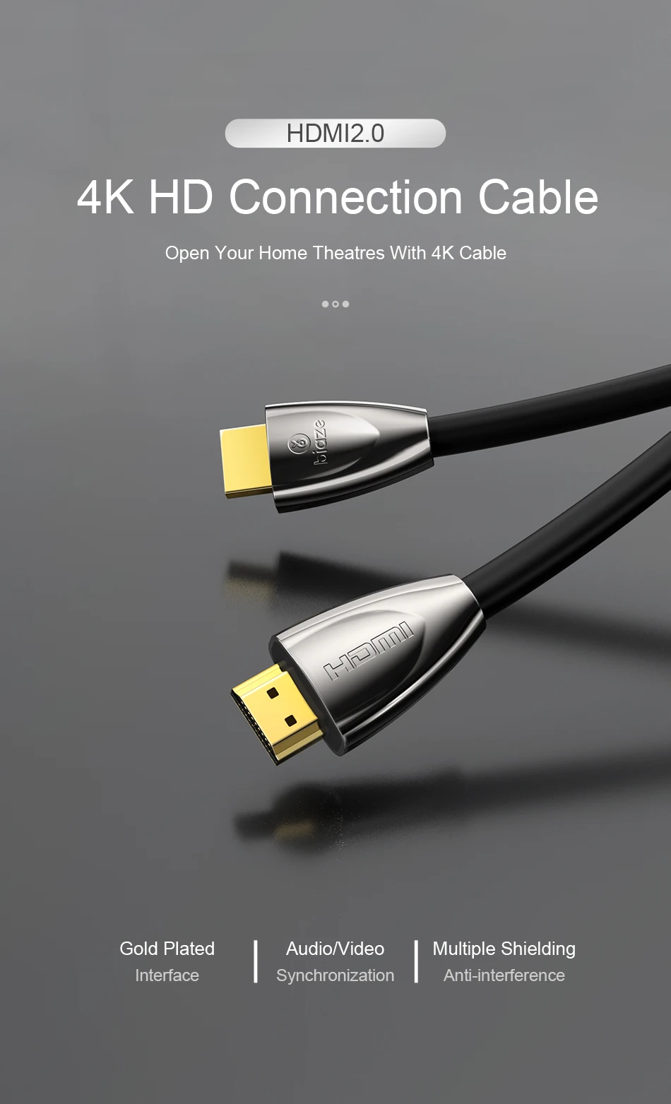 Biaze 1,8 м крючок из цинкового сплава HDMI кабель HDMI к HDMI 2,0 кабель 4 K * 2 K для Xiaomi проектор Nintend переключатель для PS4 ТВ коробка xbox 360