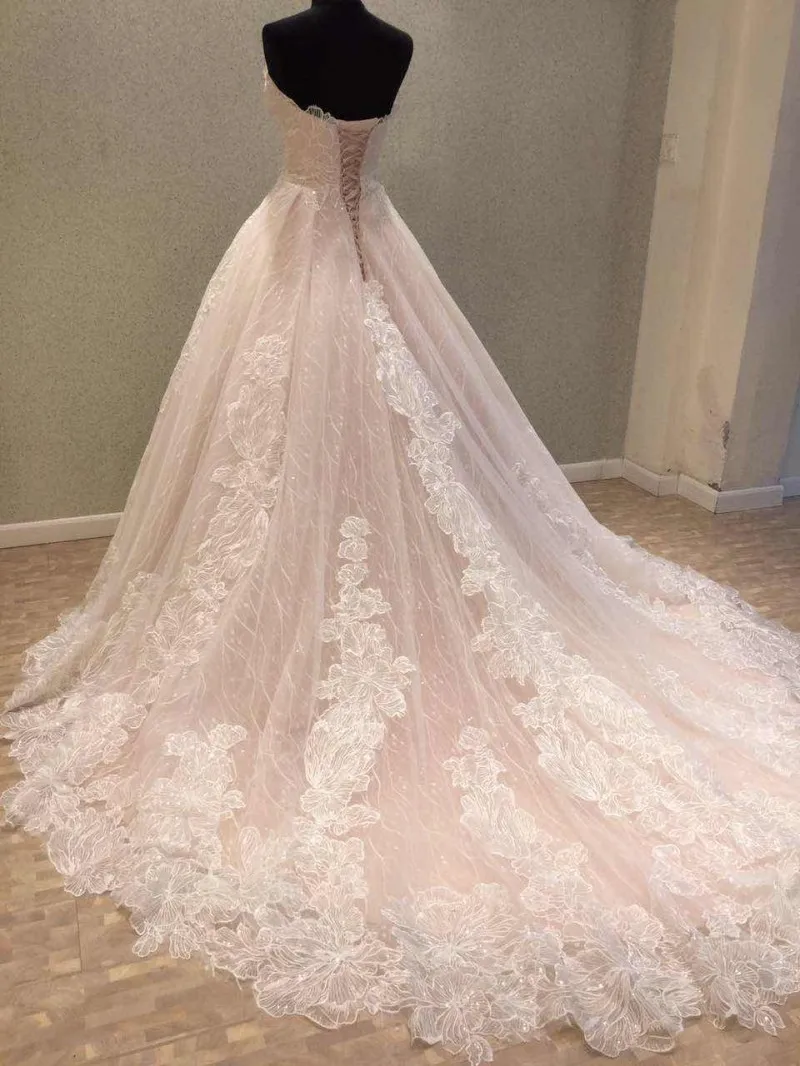 Великолепные винтажные кружевные свадебные платья милое декольте vestidos de novia Часовня Поезд платье невесты