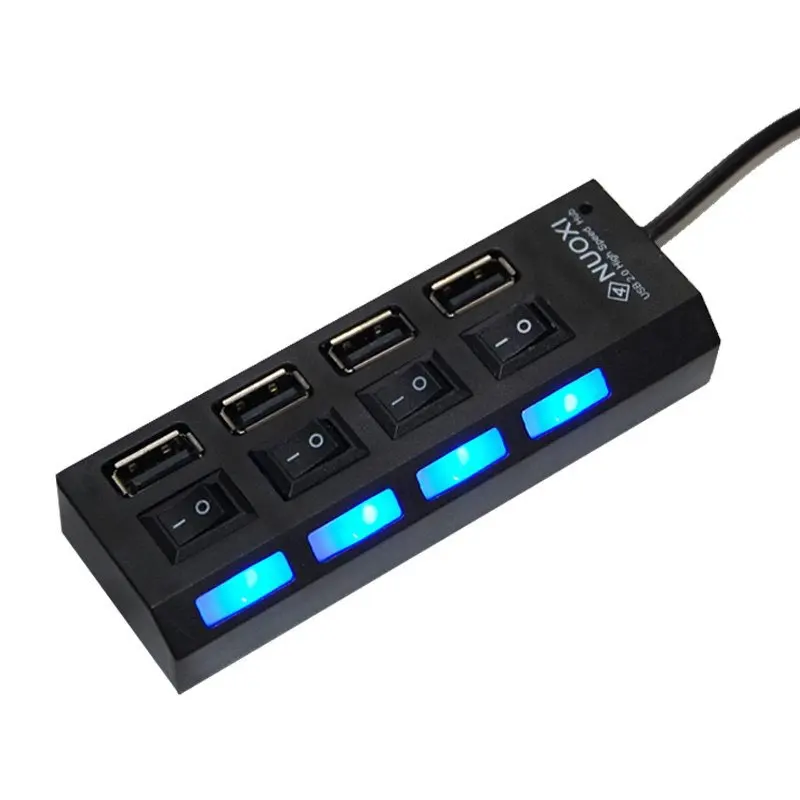 Usb 2 0 hub 4 port splitter nuoxi high speed 480mbps hub for laptop pc