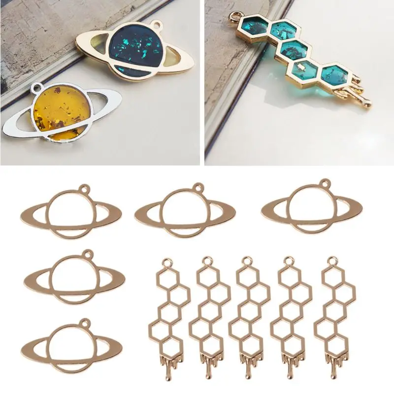 

5Pcs Honeybee Planet UV Frame Pendant Open Bezel Setting UV Resin Jewelry DIY