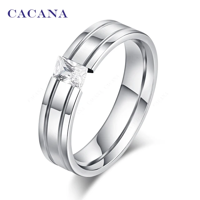 CACANA Titanium Stainless Steel Rings For Women CZ Fashion Jewelry Wholesale NO. CACANA Titanium Stainless Steel Rings For Women CZ Fashion Jewelry Wholesale NO.