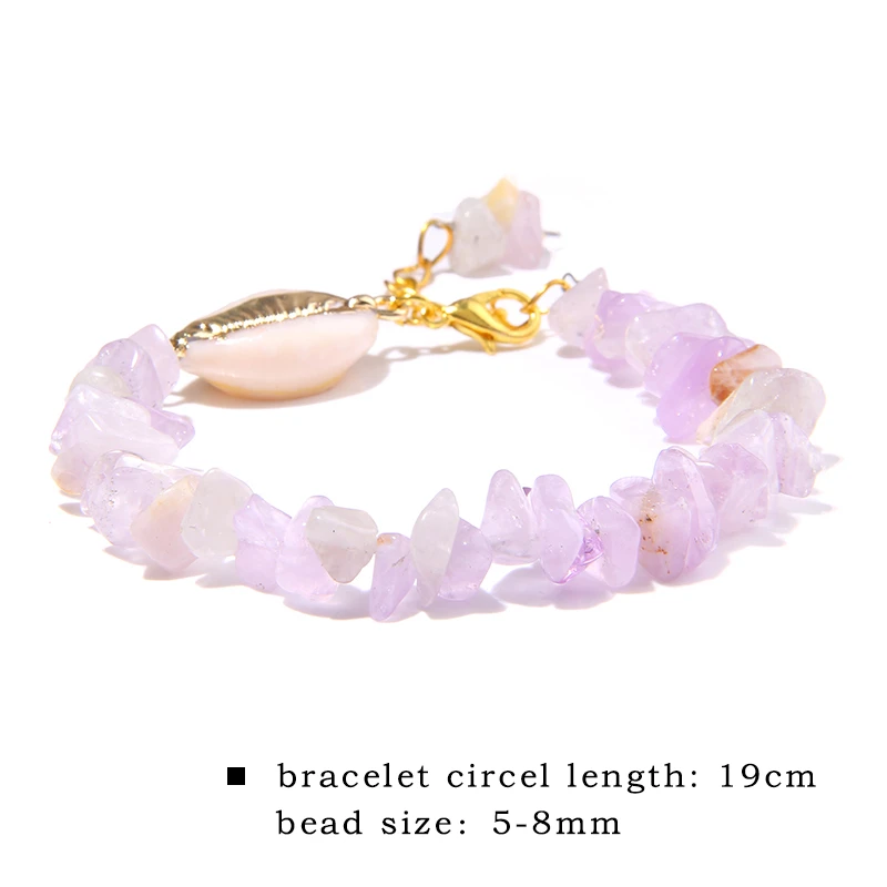 Cowrie Shell Bracelet Natural Stone Chips Crystal Seashell Hand Chain Bracelet for Women Femme Beach Jewelry Bohemian