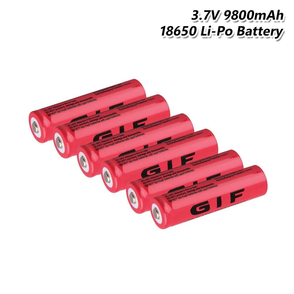 3,7 V перезаряжаемая Lipo батарея 18650 9800mAh Высокая емкость GIF 18650 батарея высокой разрядки для электронной сигареты - Цвет: 6 Pcs