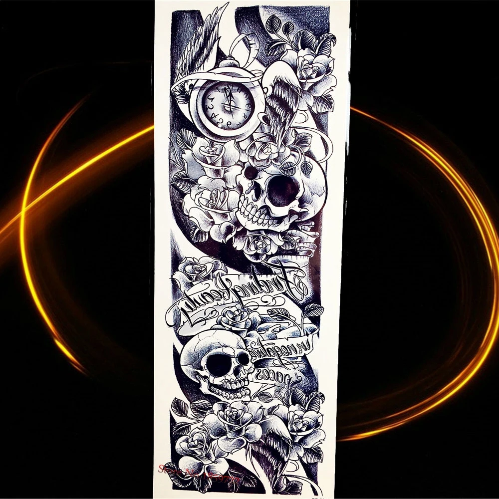 25 Pattern Waterproof Fake Temporary Tattoo  Skull  Old  