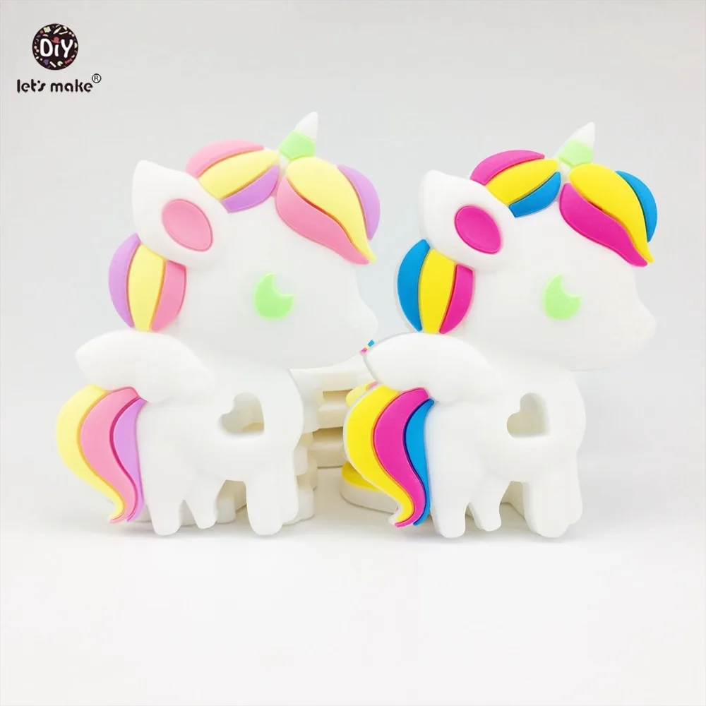 Anneau de dentition Silicone licorne bébé | Mignon, let's Make 2 pièces, joli collier de dentition soins de santé, accessoires qualité alimentaire (lot de 2)