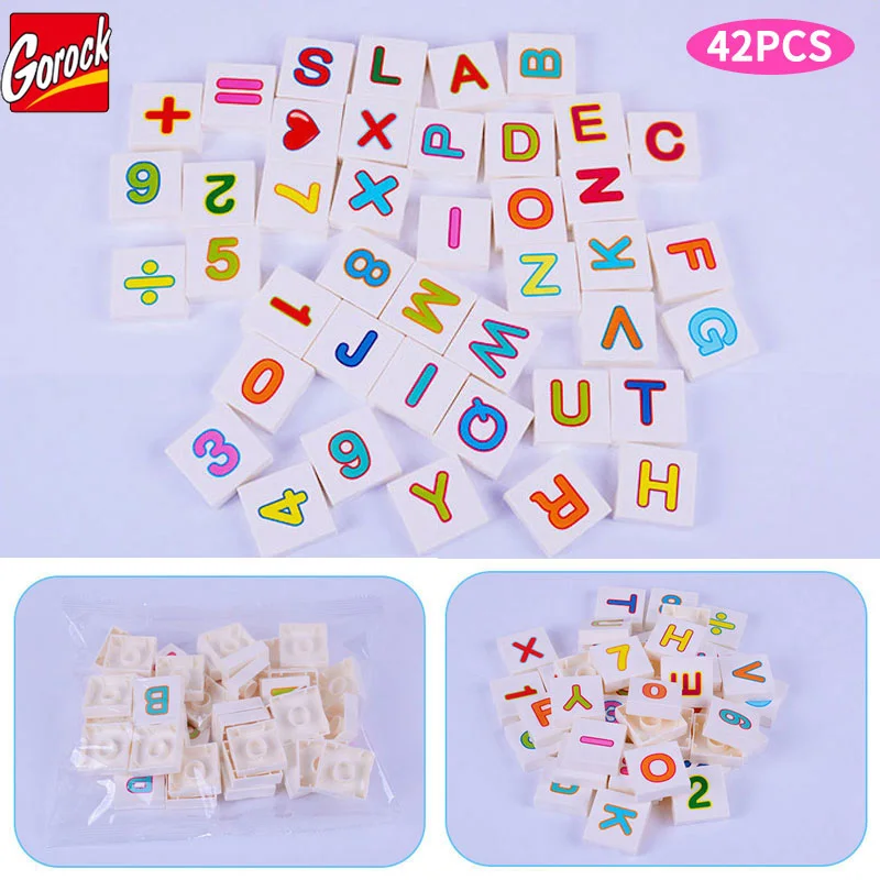 

GOROCK 42PCS Large Particles Numbers Letters Model Brick Large Size DIY Building Block Kids Educational Toy Compatible Duploe