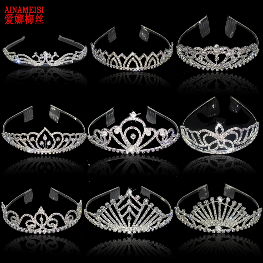 

AINAMEISI New Fashion Crystal Bridal Crown Silver Diadem Pearls Rhinestone Princess Tiaras for Women Wedding Hair Jewelry Gift
