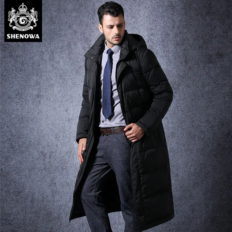 Novatex модный коммерческий пуховик мужской утепленный черный тонкий длинный дизайн выше колена размера плюс