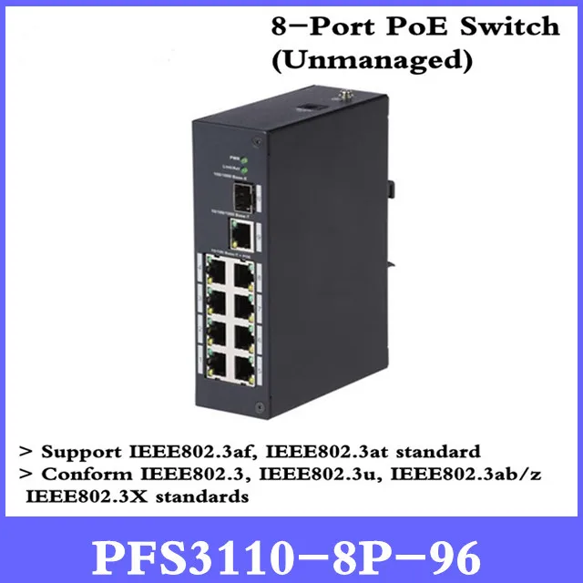 

DH PFS3110-8P-96 Unmanaged Two-layer industrial PoE switch Support IEEE802.3af, IEEE802.3at standard PFS3110-8P-96