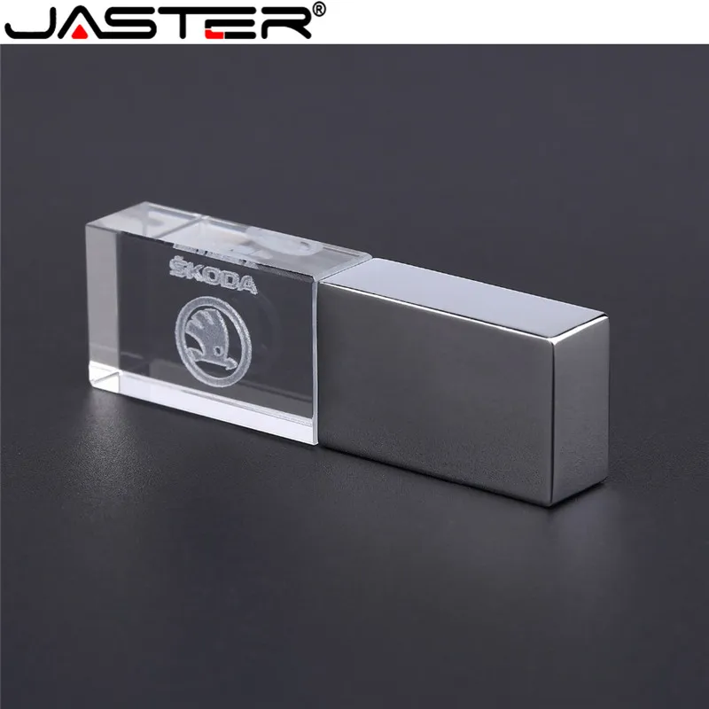 

JASTER skoda crystal + metal USB flash drive pendrive 4GB 8GB 16GB 32GB 64GB 128GB thumb drive memory stick u disk