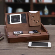 Многофункциональный деревянный стол канцелярский Органайзер держатель для Бюро с вечным календарем organizador de escritorio y papeleria 1350