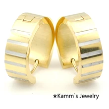 Brincos, можно носить с мужской полированный Нержавеющая сталь горячее тиснение золотом Цвет Подарки на год простой Модные украшения KE447