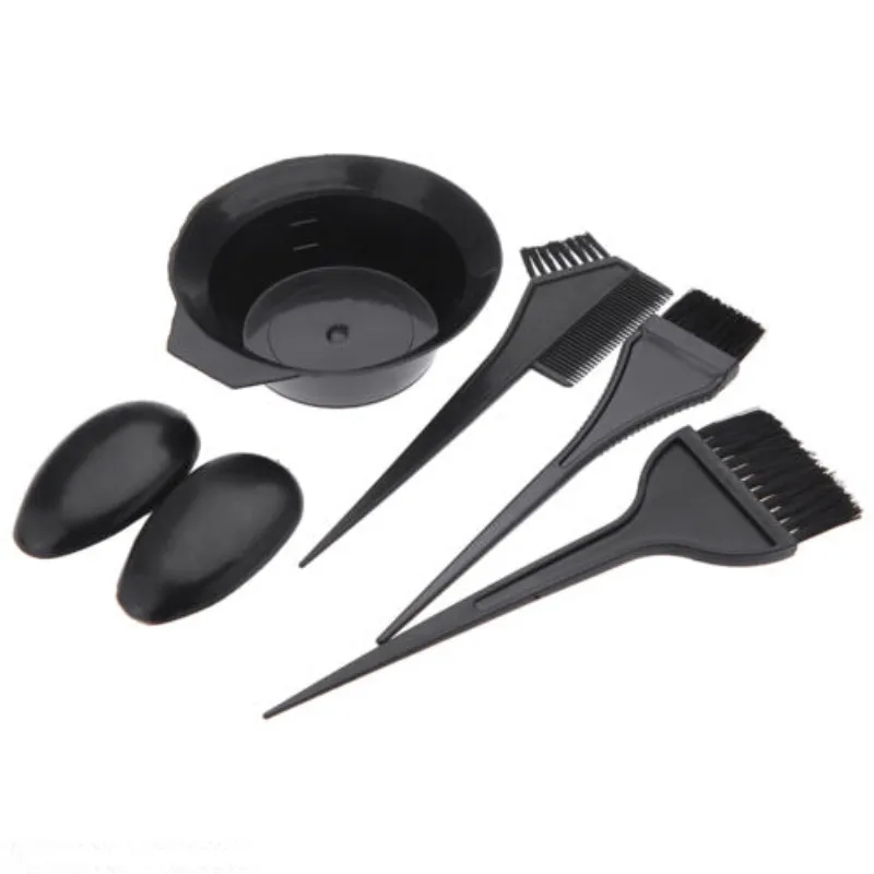 GUJHUI-5PCS-Black-Hairdressing-Tool-Brushes-Bowl-Combo-Salon-Hair-Color-Dye-DIY-Set