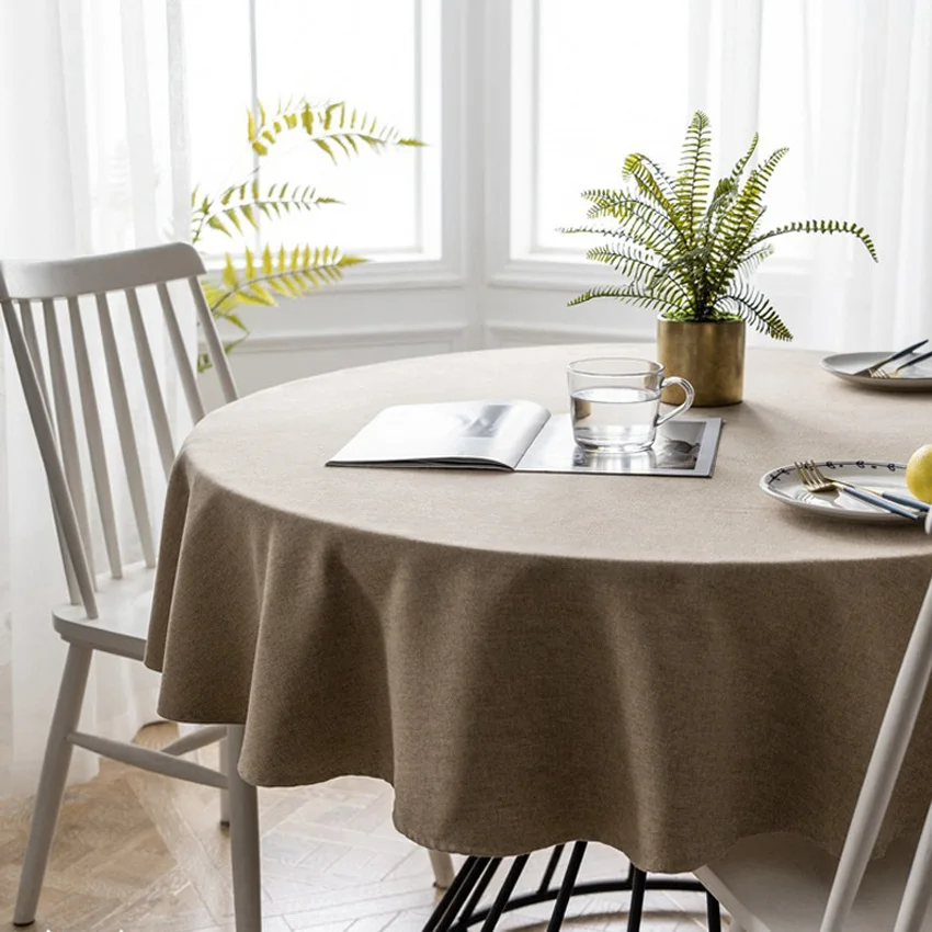  100% Polyester American Style Tablecloths Thick Solid Color Tablecloth Home Decorative Round Table 