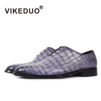 شراءVikeduo اليدوية حفل زفاف جلد التمساح جلد التمساح حذاء فاخر الذكور فستان جلد طبيعي رجالي أكسفورد أحذية مان الأحذية
