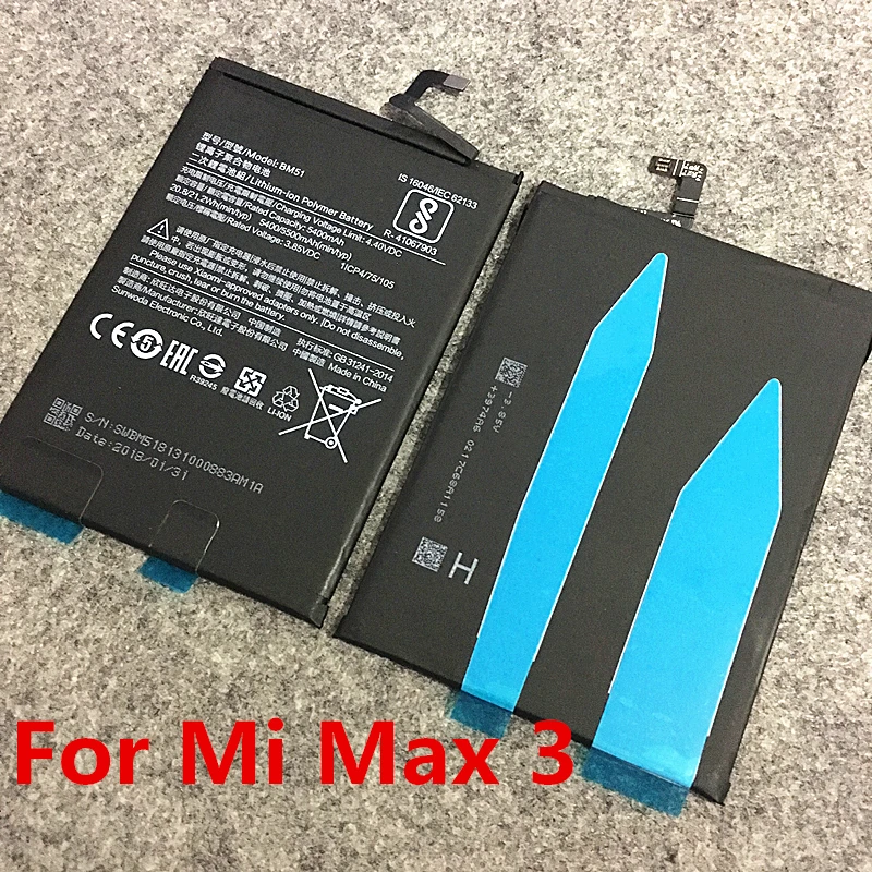 

New Original Battery with glue sticker For BM51 Xiaomi Mi Max 3 Max3 / BM50 Mi Max 2 Max2 / BM49 Mi Max