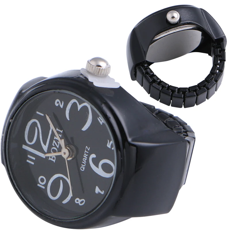 JAVRICK Unisex Finger Watch Round Metal Creative Numerals Ring Table