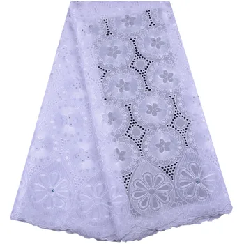 

White African Lace Fabric 2019 High Quality Cotton Lace Swiss Voile Lace With Stones Swiss Voile Lace In Switzerland Y1467