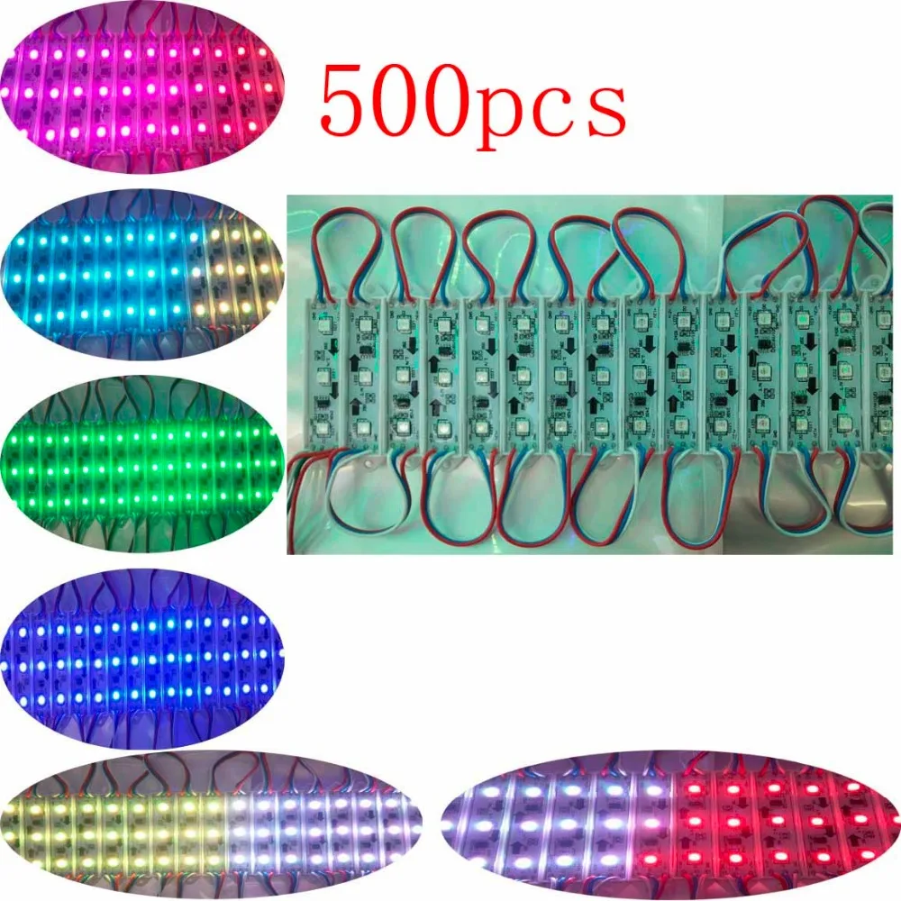 

FREE DHL 500pcs/lot Korea chip 2811 IC 5050 RGB Pixel Digital DMX LED Module light,full color DC12V 1W advertising/windows light
