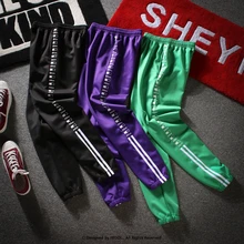 Повседневное Винтаж трек Штаны боковая полоса двойной Ретро впитывает пот и Штаны Для мужчин хип-хоп одежда городская Молодежная школьные брюки для девочек штаны с буквенным принтом