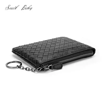 

new woven genuine leather wallet sheepskin coin purse bag mini genuine leather wallet bag cute small gift