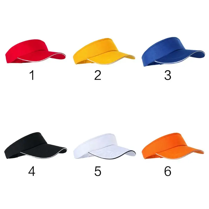 

6 Colors Unisex Summer Cotton Empty Open Top Baseball Cap Solid Color UV Protection Wide Brim Running Sports Sun Visor Hat Adjus