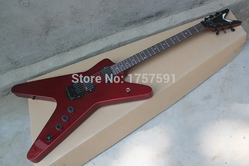 

Factory wholesale High Quality Flying-V MODEL EMG pick-up Dean Red Electric Guitar with tremolo system Free Shipping