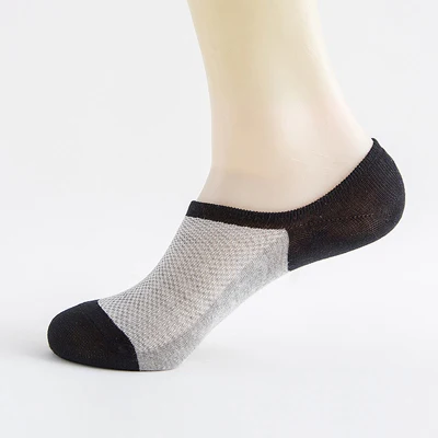 6 шт., 3 пары тапочек, носки для мужчин, дышащие невидимые лодочки, носки, Нескользящие мужские носки с низким вырезом, Meias Chaussette Homme - Цвет: Black Light Grey