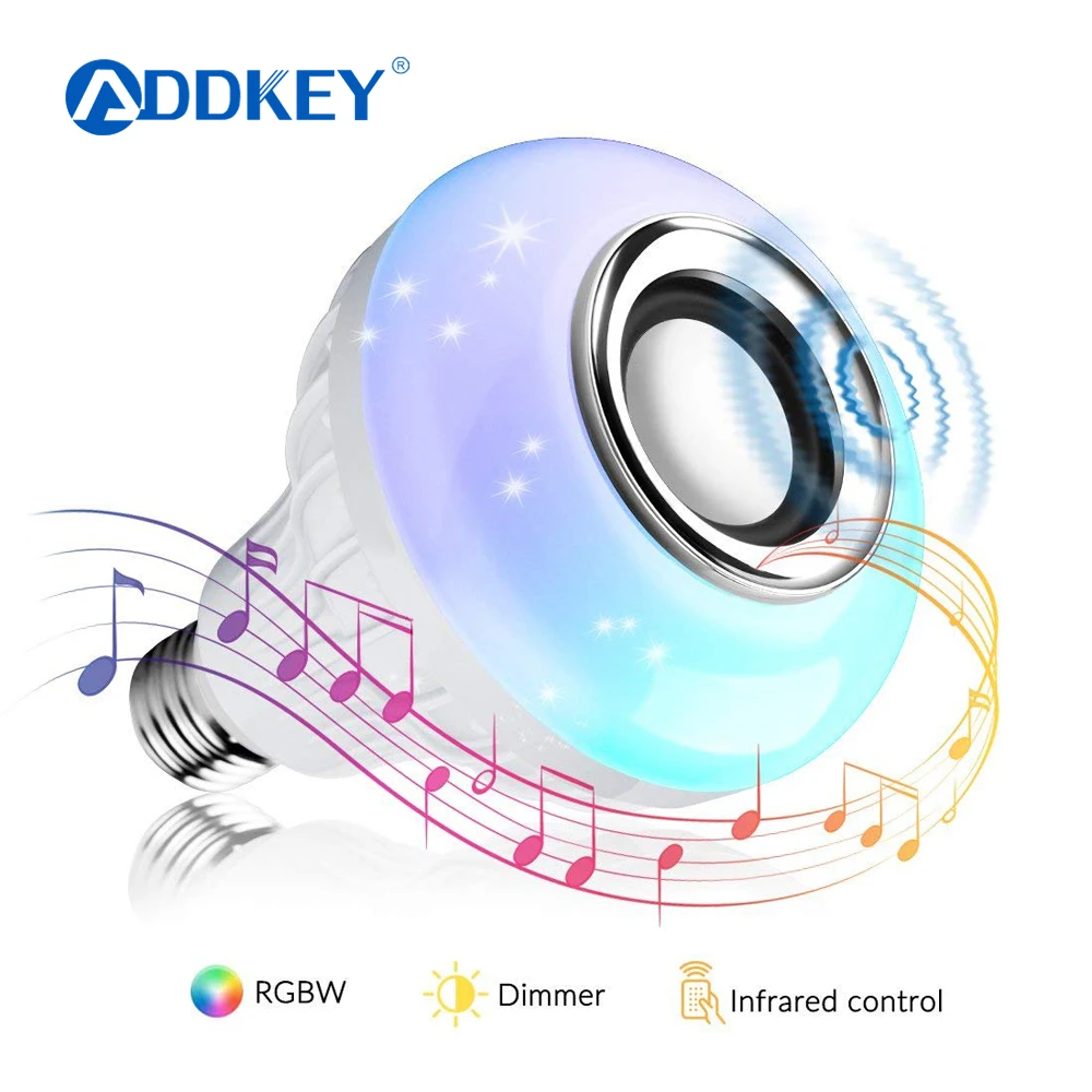 

ADDKEY Wireless Bluetooth Speaker+12W RGB Bulb LED Lamp 110V 220V Smart Led Light Music Player Audio with Remote Control