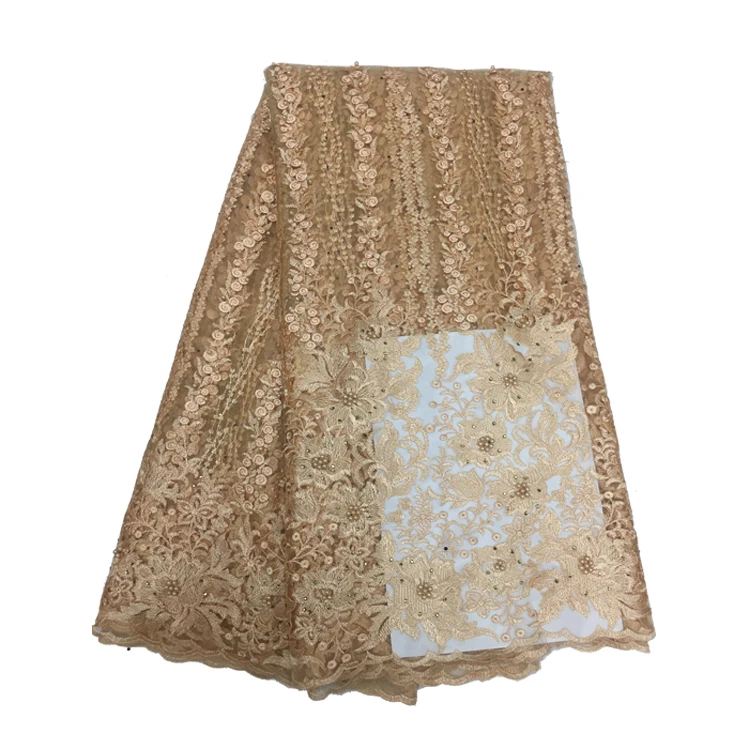 

Promotion!High Quality african net Lace Fabric ,French tulle lace material with beads for wedding dress.