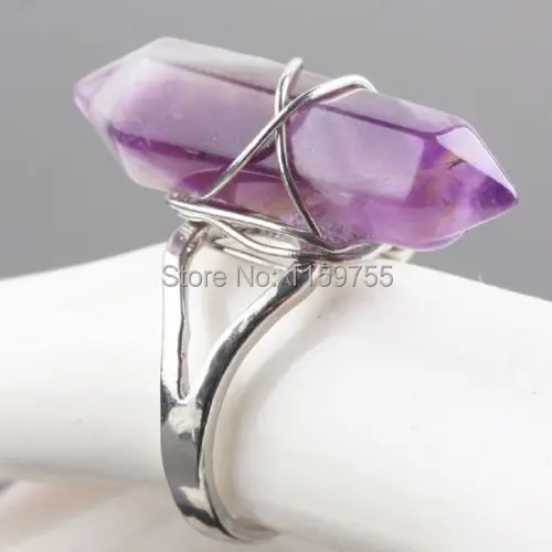 

wholesale Cute Healing Chakra Prismatic Stone Bead Silver Adjustable Finger Ring Jewelry Crafts For Girl Gift (Color Slected)