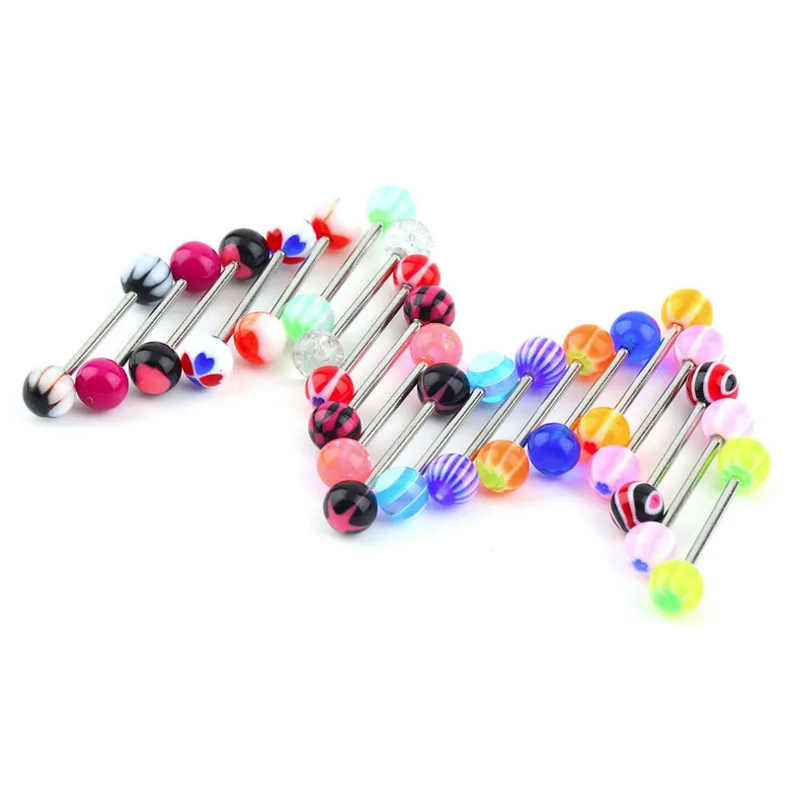 

LNRRABC Simple 20 Pcs/Set Colorful Assorted Ball Labret Lip Tongue Nipple Bar Ring Straight Barbell Piercing Women Body Jewelry