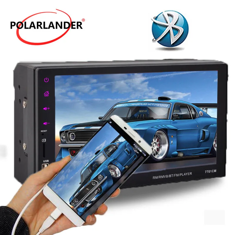 Murah SENTUH Cermin Link Layar Bluetooth MP4 Player FM TF USB Handsfree 9 Bahasa 2DIN 7 Inci Mobil Stereo MP5 Radio Player untuk Android