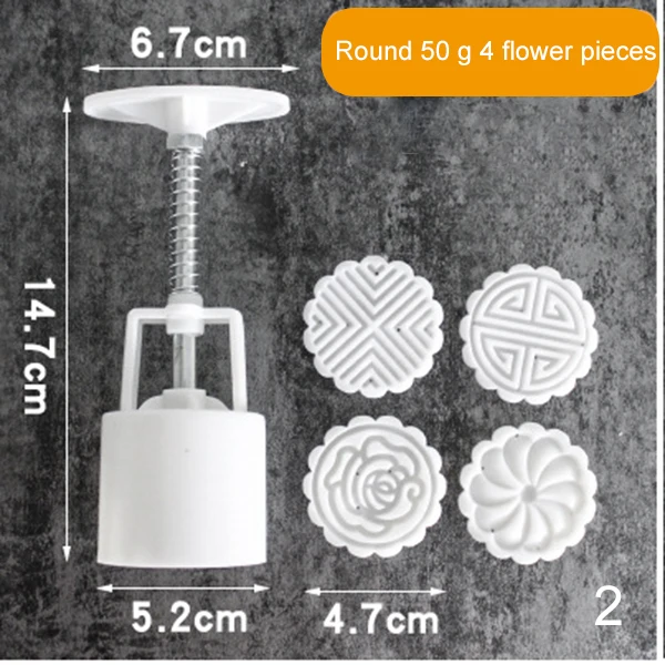 3 / 5pc square round moon cake mold hand molding machine mold, with flower print DIY mold pastry moon cake-TP