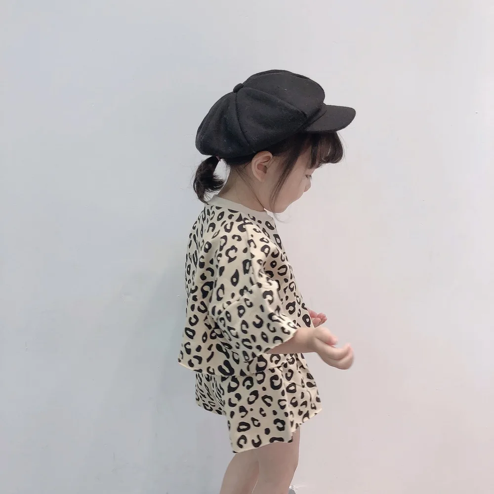 Korean Baby Girls Summer Outfit 2019 Toddler Girl Clothes Four-color Leopard T Shirt Shorts Children Clothing Set 2Pcs Kids Suit (23)