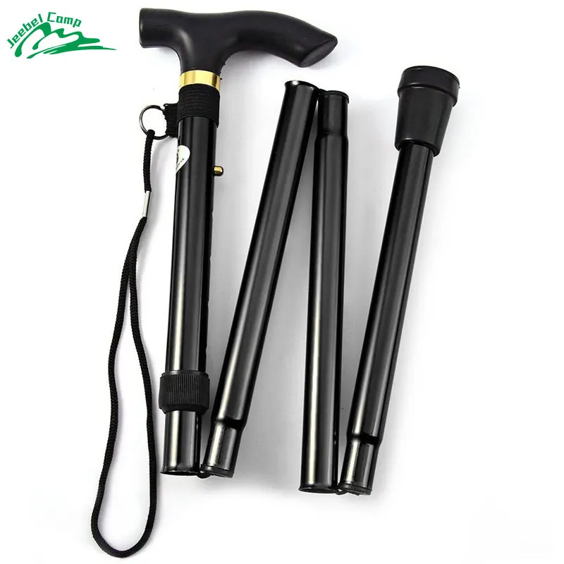 

Jeebel Hiking Folding Stick for Elderly Trekking Trail Ultralight 4-section Adjustable Canes Aluminum Alloy Walking Sticks