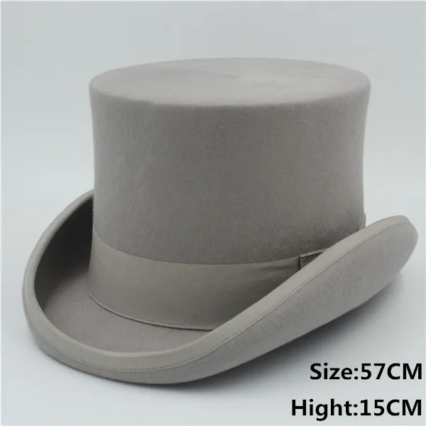 5Color Top Hat 15CM 4 Size Wool Women Men Top Fedora Hat Magician Coffee Steampunk Cosplay Punk Party Caps Dropshipping green fedora Fedoras