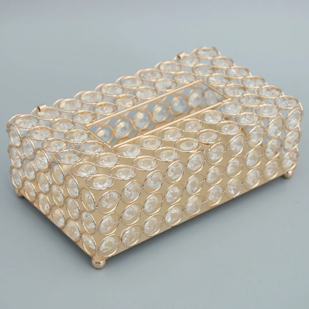 21cm European Style Home Facial Tissue Box Car Pumping Living Room Paper Crysta Holder Box for Bathrom Countertop Desk Table 