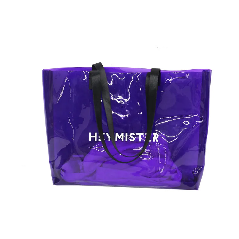 Transparent Sac /à Main en PVC Plage Sac /à Bandouli/ère Fourre-Tout Sac en Plastique Clair Grande Capacit/é Violet