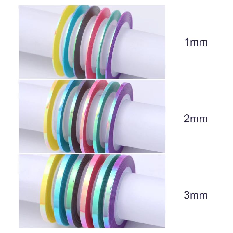 3 шт., жемчужная оболочка для ногтей, полоскающая лента, голографическая линия, 1 мм, 2 мм, 3 мм, лазерная клейкая линия, наклейка, сделай сам, Стайлинг, переводная наклейка, УФ-гель