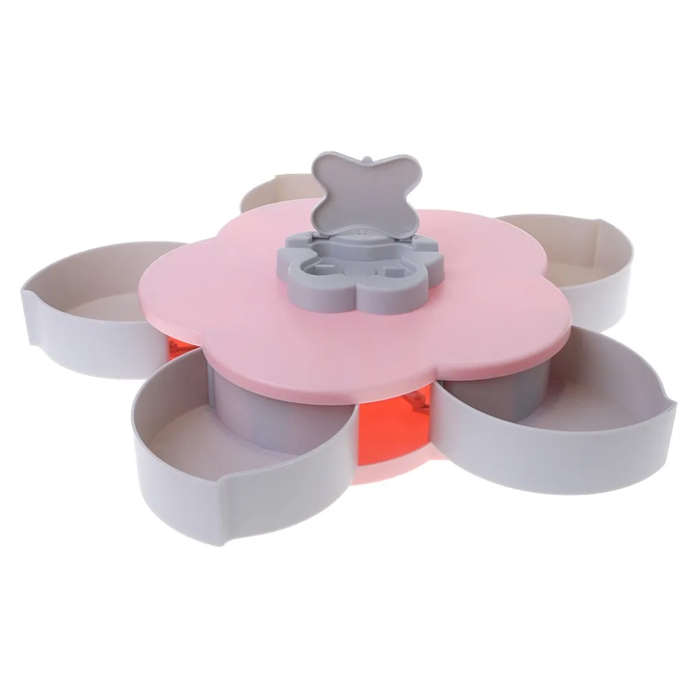 

Petal Shaped Rotating Candy Box Dish Snacks Tray Creative Five Grid Compartments Dried Fruit Plate Party Serving New Arrival