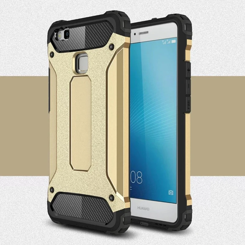 

Huawei P9 Lite Case ! Soft Silicon + PC Hard Armor Anti-knock Back Cover Case For Huawei P9 Lite