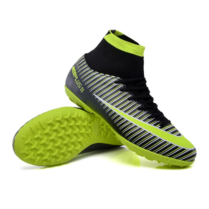 

ZHENZU Men's High Ankle Turf Sole Indoor Football Boots Shoes Superfly Soccer Cleats Sneakers EU size 34-46 voetbalschoenen