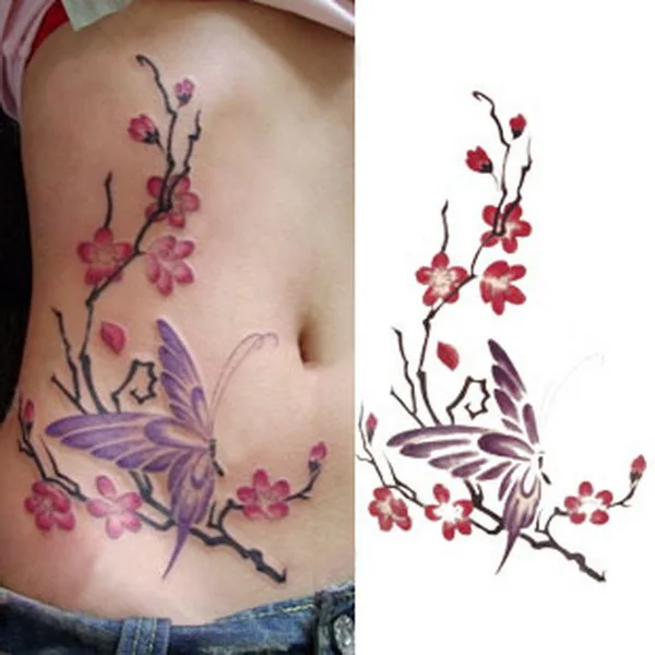 Plum Blossom Butterfly Sexy Lower Back Shoulder Neck Arm Waterproof Temporary Tattoos Tattoo Sticker Adult Women Plum Blossom Butterfly Sexy Lower Back Shoulder Neck Arm Waterproof Temporary Tattoos Tattoo Sticker Adult Women