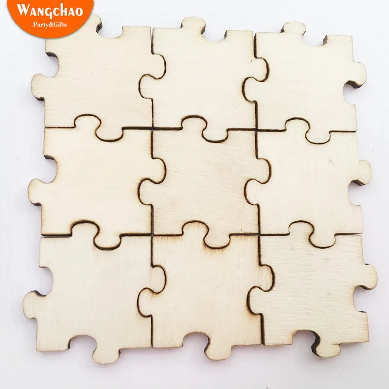

50pcs DIY Wooden Craft Jigsaw Puzzles for Kids Creative Baby Shower Decorations Party DIY Supplies Accessories Craft Material
